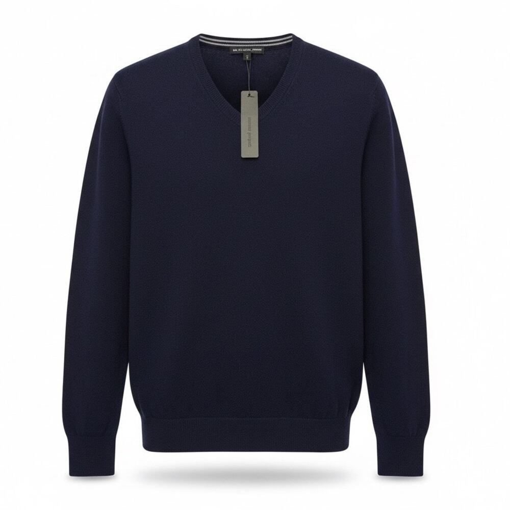 The Cashmere Project 100% Cashmere V Neck Sweater Navy Blue Men XL NEW Preppy